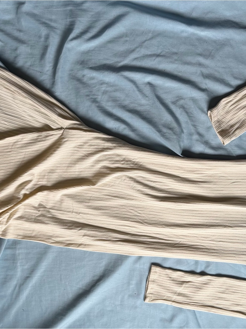 Ribbed Long Sleeve Maxi Dress - Cream